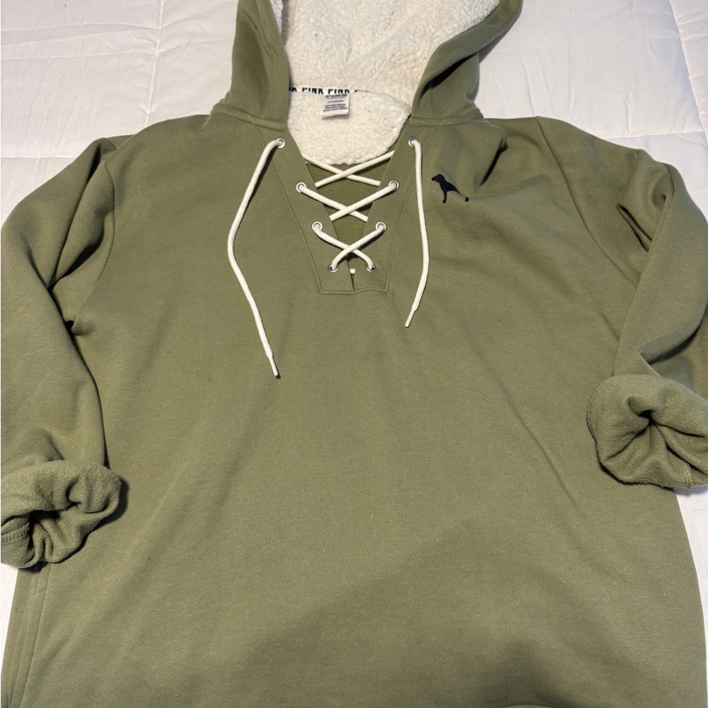 Pink Victoria's Secret Olive Green Hoodie